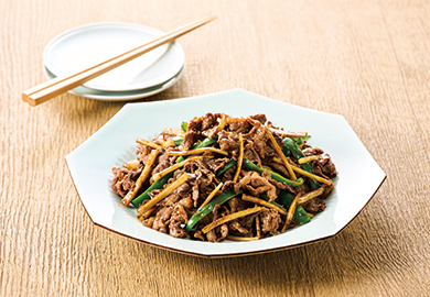 牛肉とごぼうのオイスター炒め